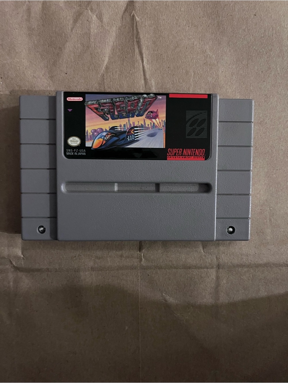 Nintendo SNES Gray F-Zero Game Cartridge